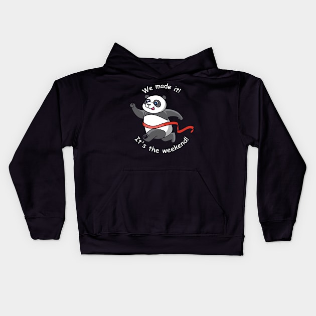 Panda is happy about the weekend! Kids Hoodie by theanimaldude